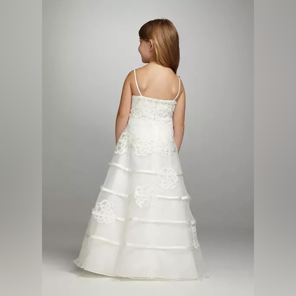 David’s Bridal Flower Girl Formal Wear Communion Ivory Embroidered Dress SZ 6/7 - Picture 2 of 8